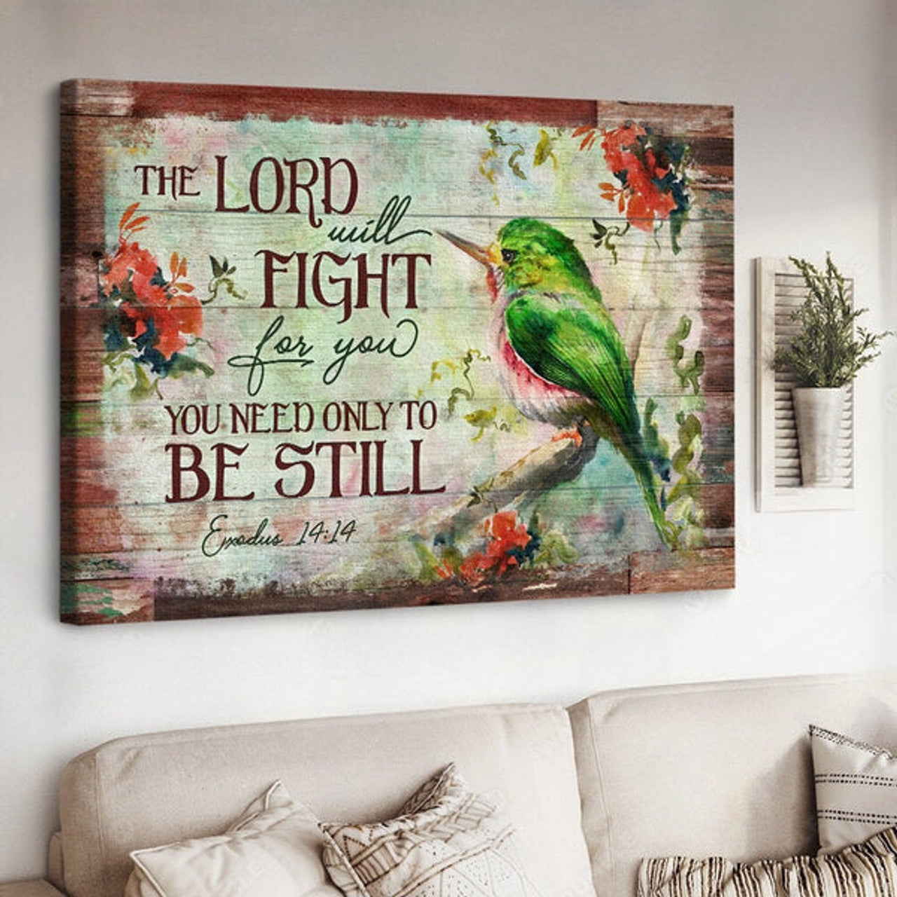 The Lord Will Fight For You You Need Only To Be Still Canvas Wall Art - Christian Poster - Religious Wall Decor