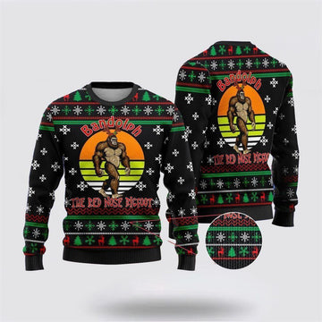 FUNSTUFFPRINT The Red Nose Bigfoot Ugly Christmas Sweater – Best Gift For Christmas Ugly Sweater