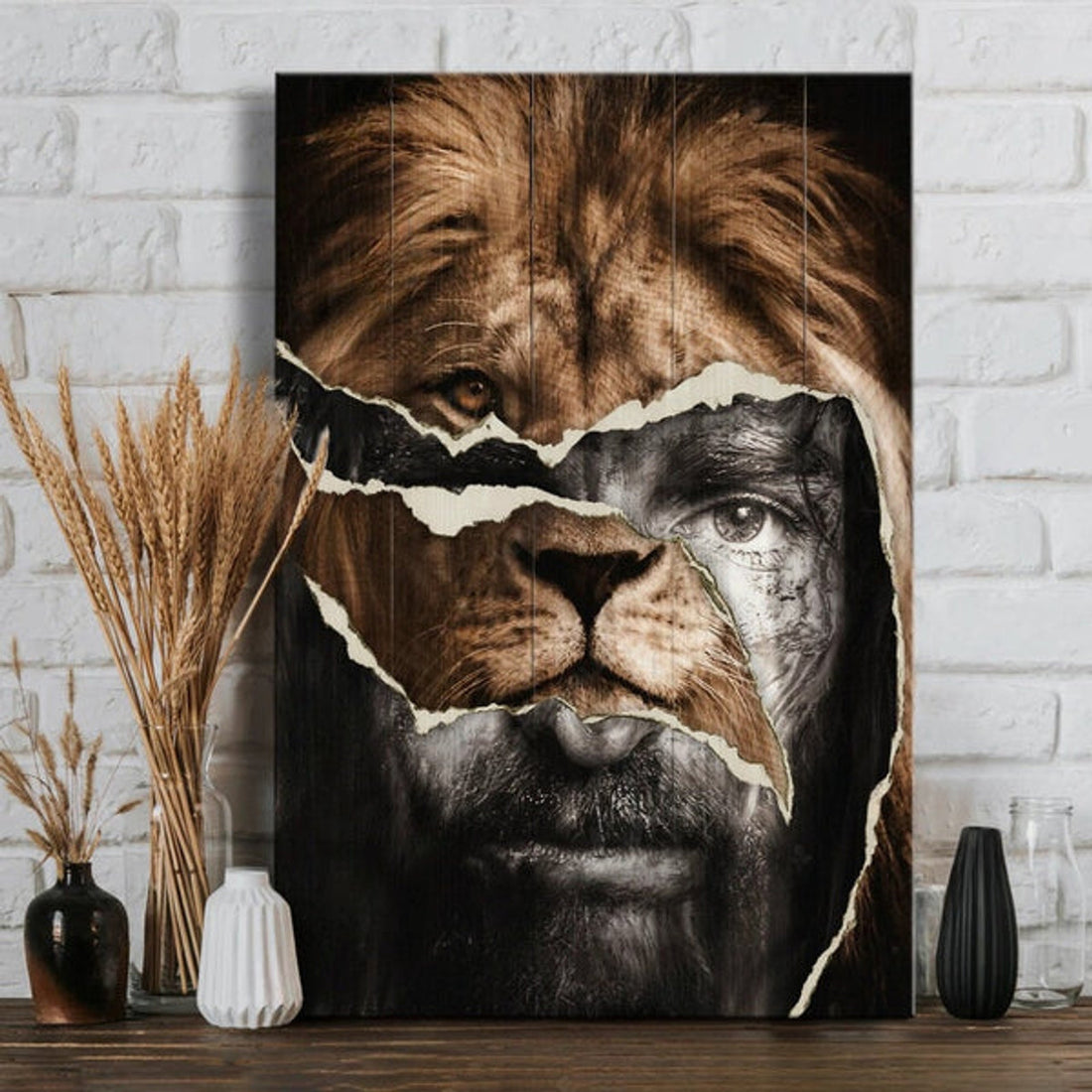 The Strength Of Jesus Lion God Canvas Wall Art - Christian Wall Posters - Religious Wall Decor