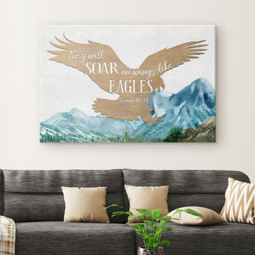 They Will Soar On Wings Like Eagles Isaiah 4031 Bible Verse Wall Art Canvas - Religious Wall Decor