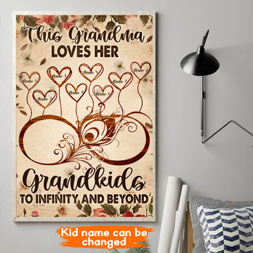 Custom This Grandma Loves Her Grandkinds To Infinity And Beyond Gift For Family Customized Personalized NAME Poster and Canvas