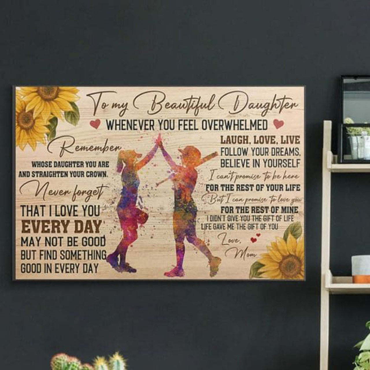 To My Beautiful Daughter Whenever You Feel Overwhelmed Remember Whose Daughter You Are And Straighten Your Crown Never Forget That I Love You Everyday Poster and Canvas