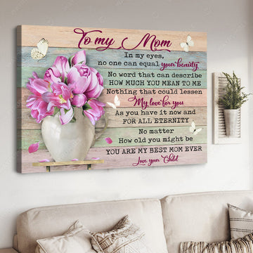 To My Mom, Mother’s Day, Im My Eyes No One Can Equal Your Beauty No Word That Can Describe Poster and Canvas