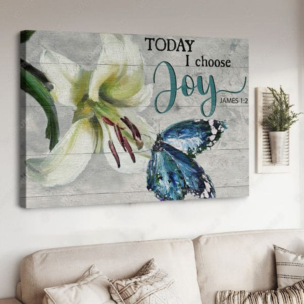 Today I Choose Joy, Butterfly Flower Poster and Canvas
