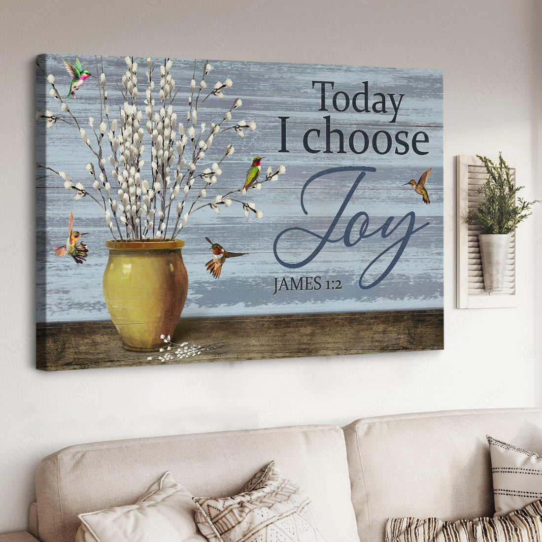 Today I Choose Joy, Hummingbird Poster, Poster Decor Poster and Canvas