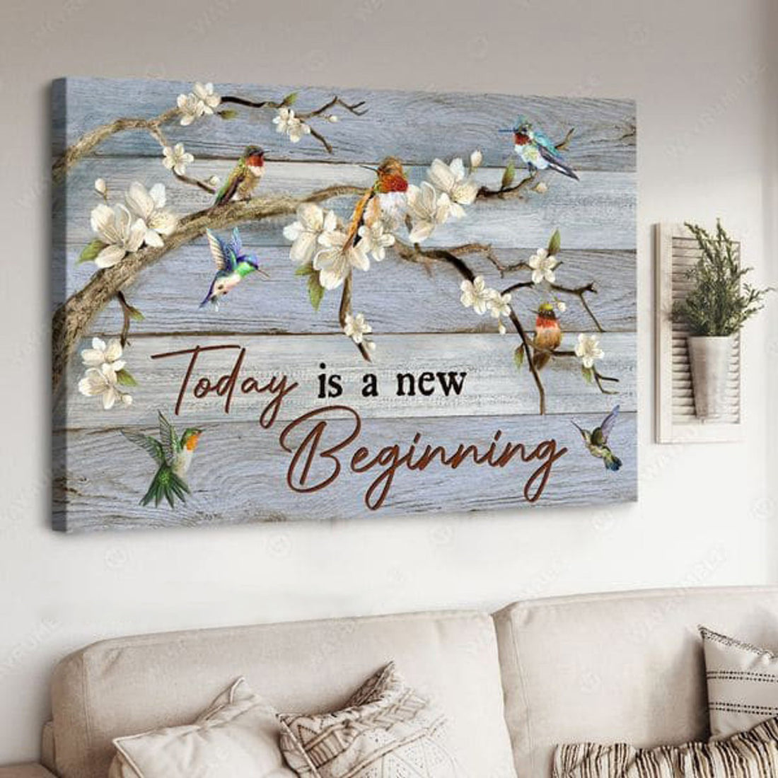 Today Is A New Beginning, Hummingbird Poster Poster and Canvas