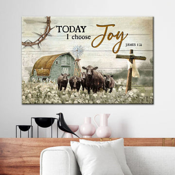 Today I Choose Joy James 12 Farmhouse Style Canvas Wall Art - Christian Canvas - Faith Canvas