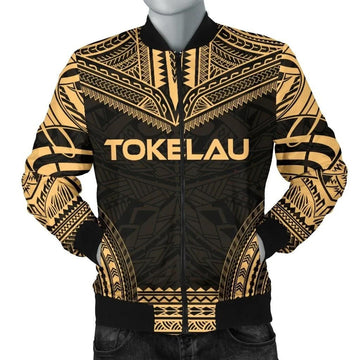 FUNSTUFFPRINT Tokelau Polynesian Chief Men's Bomber Jacket - Gold Version - 3D Bomber Jacket