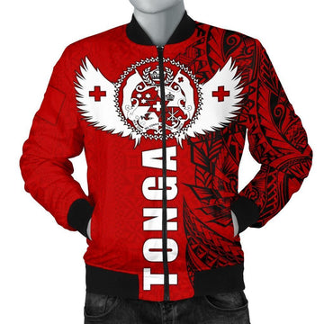 FUNSTUFFPRINT Tonga Polynesian Men's Bomber Jacket - Tonga Wings - 3D Bomber Jacket