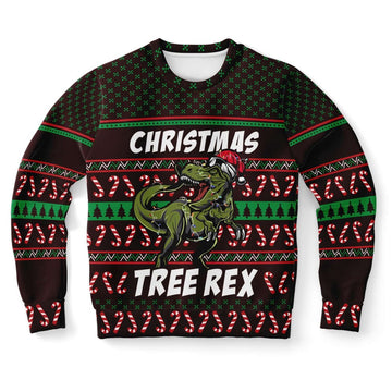 FUNSTUFFPRINT Tree Rex Ugly Christmas Sweater, Christmas Sweater, Ugly Sweater, Funny Xmas Sweaters Ugly Sweater