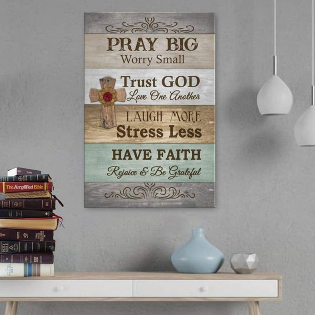 Trust God Love One Another Canvas Wall Art - Christian Poster - Religious Wall Decor