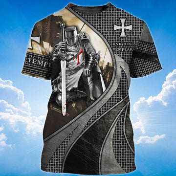 FUNSTUFFPRINT Knight Templar Man Of God Warrior Of Christ 3D T-shirt