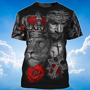FUNSTUFFPRINT Knight Templar Lion A Child Of God 3D T-shirt