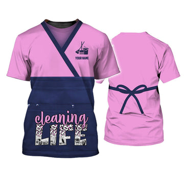 FUNSTUFFPRINT Housekeeper Cleaning Life Personalized Name 3D T-Shirt For A Housekeeper 3D T-shirt