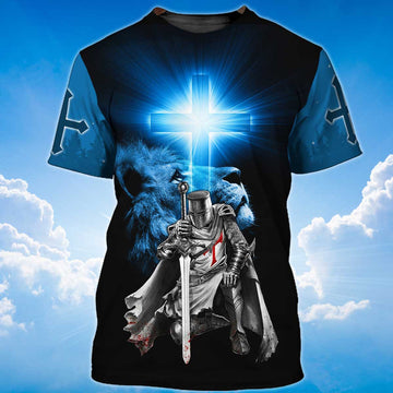 FUNSTUFFPRINT I Am Son Of God T-Shirt Knight Templar 3D T-shirt