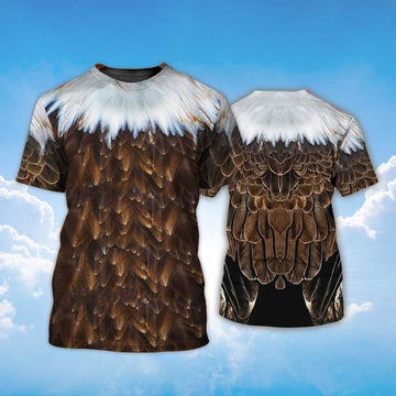 FUNSTUFFPRINT Eagle Feather Pattern T-Shirt Eagle Lover 3D T-shirt