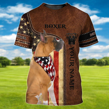 FUNSTUFFPRINT Custom 3D Boxer on T-Shirt American Flag Pattern 3D T-shirt