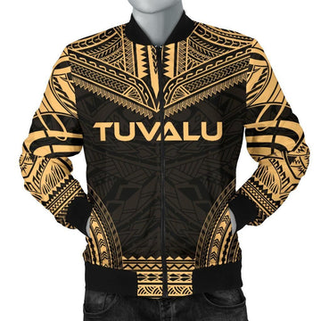 FUNSTUFFPRINT Tuvalu Polynesian Chief Men's Bomber Jacket - Gold Version - 3D Bomber Jacket