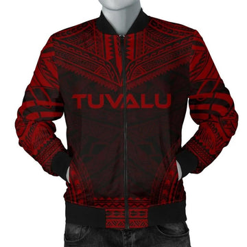 FUNSTUFFPRINT Tuvalu Polynesian Chief Men's Bomber Jacket - Red Version - 3D Bomber Jacket