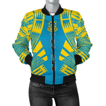 FUNSTUFFPRINT Tuvalu Women Bomber Jacket - Polynesian Tattoo Flag - 10 3D Bomber Jacket