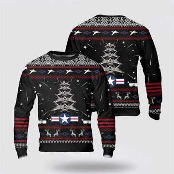 FUNSTUFFPRINT US Air Force General Dynamics F-111 Aardvark Christmas Tree AOP Sweater – Christmas Gift For Military Personnel Ugly Sweater