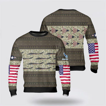 FUNSTUFFPRINT US Air Force Lockheed YF-117A Nighthawk US Flag Paint Scheme Sweater 3D – Christmas Gift For Military Personnel Ugly Sweater
