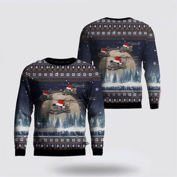 FUNSTUFFPRINT US Air Force Sikorsky MH-53 Christmas AOP Sweater – Christmas Gift For Military Personnel Ugly Sweater