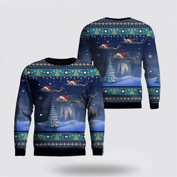 FUNSTUFFPRINT US Air Force (USAF) Sikorsky HH-60G Pave Hawk Christmas AOP Sweater – Christmas Gift For Military Personnel Ugly Sweater
