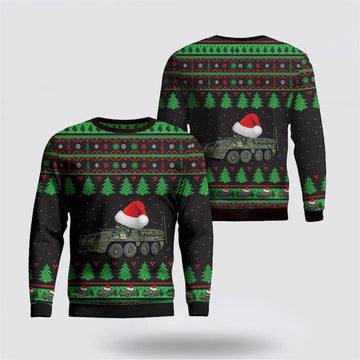 FUNSTUFFPRINT US Army M1126 Stryker ICV Christmas Sweater 3D, Christmas Gift For Military Personnel Ugly Sweater