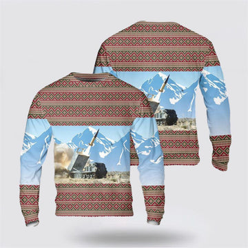 FUNSTUFFPRINT US Army M270 MLRS Christmas Sweater, Christmas Gift For Military Personnel Ugly Sweater