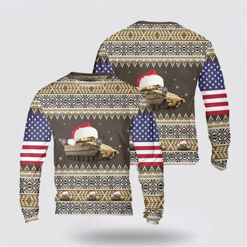 FUNSTUFFPRINT US Army M2A3 Bradley Christmas AOP Sweater 3D, Christmas Gift For Military Personnel Ugly Sweater