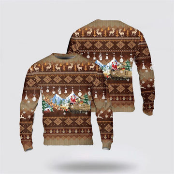 FUNSTUFFPRINT US Army M2A3 Bradley Christmas AOP Sweater, Christmas Gift For Military Personnel Ugly Sweater