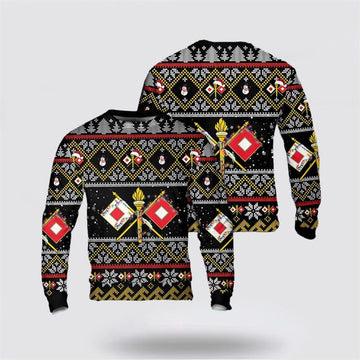 FUNSTUFFPRINT US Army Signal Corps Branch Badge Christmas AOP Sweater, Christmas Gift For Military Personnel Ugly Sweater