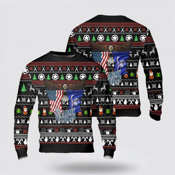 FUNSTUFFPRINT US Army Veteran Christmas Sweater 3D, Christmas Gift For Military Personnel Ugly Sweater