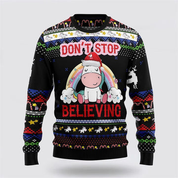 FUNSTUFFPRINT Unicorn Believing Christmas Ugly Christmas Sweater – Best Gift For Christmas Ugly Sweater