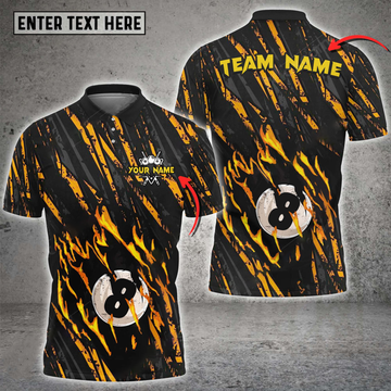 Custom Personalized Billiard Ball 8 Fire Team Name, Your Name Player Polo Shirt