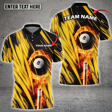 Custom Personalized Billiard 8 Ball Fire Player 3D Polo Shirt, Idea Gift for Pooler
