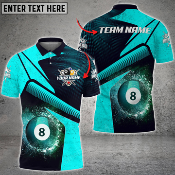 Custom Personalized Billiards Ball 8 Galaxy Color Style, Team Name Unisex 3D Polo Shirt