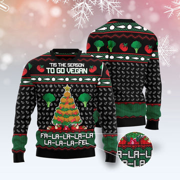FUNSTUFFPRINT Vegan Christmas Ugly Christmas Sweater, Christmas Sweater, Ugly Sweater, Funny Xmas Sweaters Ugly Sweater