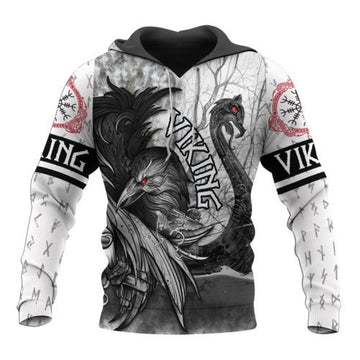 FUNSTUFFPRINT Viking 3D Hoodie Raven And Drakkar 3D Hoodie and Zip Hoodie