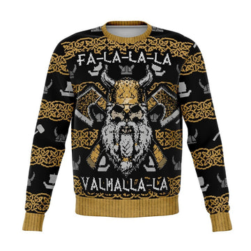 FUNSTUFFPRINT Viking Valhalla Christmas Ugly Sweater, Christmas Sweater, Ugly Sweater, Funny Xmas Sweaters Ugly Sweater