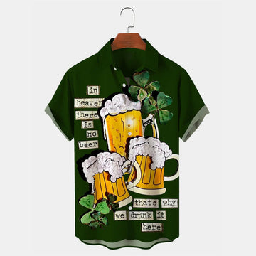 Vintage St. Patrick's Day Green Shamrock Beer Breast Hawaiian Shirt