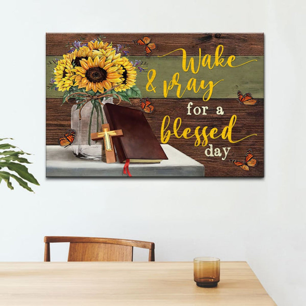 Wake And Pray For A Blessed Day Canvas Wall Art - Christian Canvas - Faith Canvas