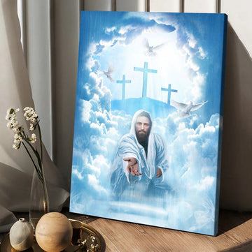 Walking With Jesus, Blue Sky, Beautiful Heaven Canvas Wall Art - Christian Wall Posters - Religious Wall Decor