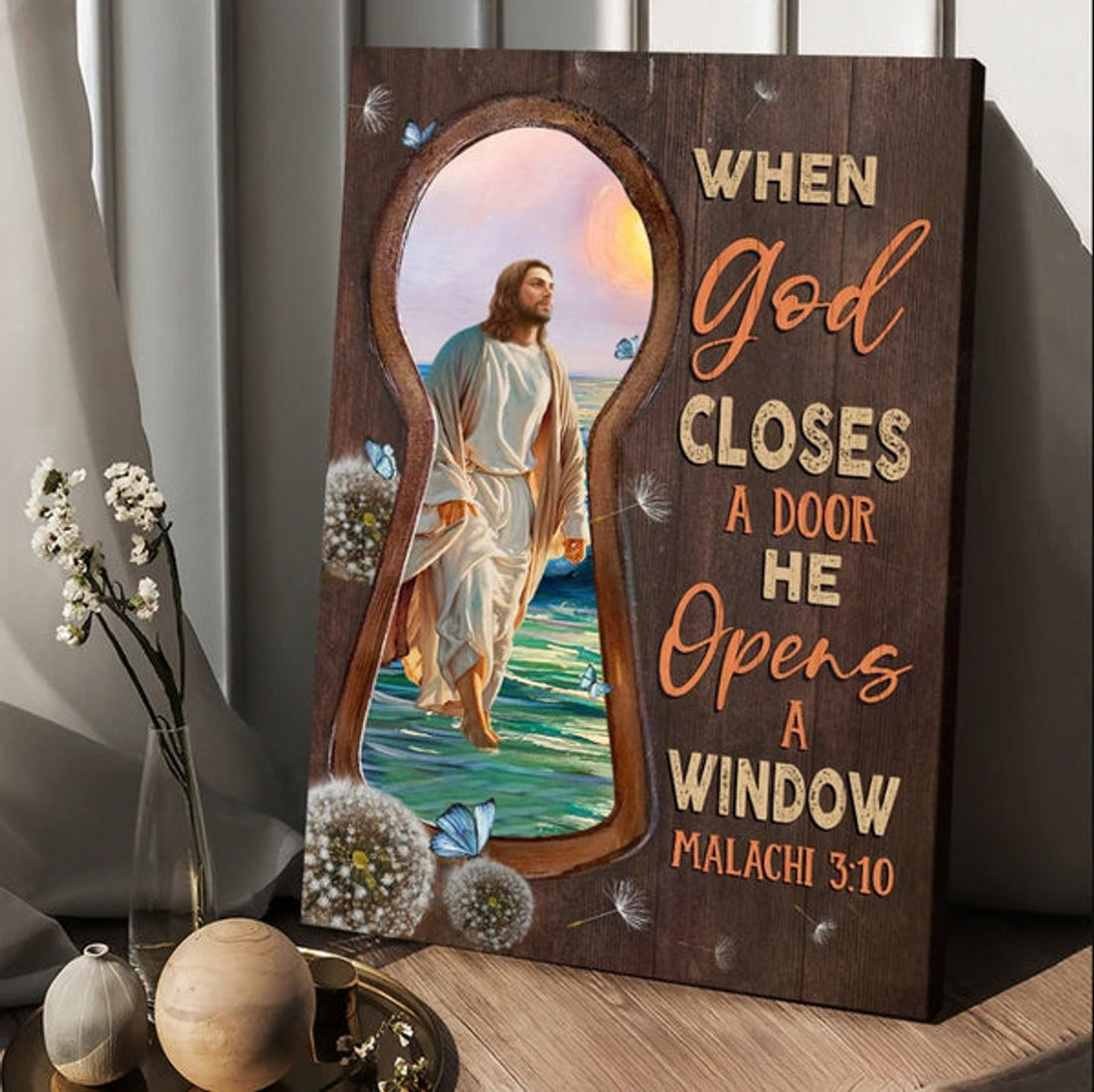 Walking With Jesus When God Closes A Door Canvas Wall Art - Christian Wall Posters - Religious Wall Decor