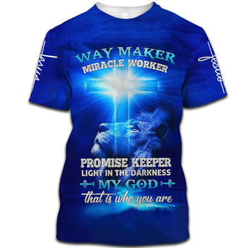 FUNSTUFFPRINT Way Maker Miracle Worker Lion Cross 3D T-Shirts - Christian Shirts For Men&Women 3D T-shirt