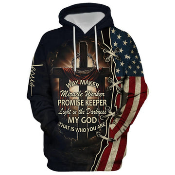 FUNSTUFFPRINT 3D Way Maker, Miracle Worker, Promise Keeper - Hand Of God Jesus 3D Hoodie and Zip Hoodie