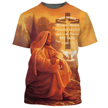 FUNSTUFFPRINT Way Maker Miracle Worker Promise Keeper Shirts - Jesus Sitting 3D All Over Printed Shirt for Men and Women
3D T-shirt