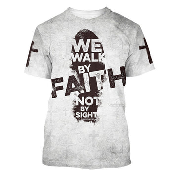 FUNSTUFFPRINT We Walk By Faith Not By Sight 1 Christian 3D T-shirt