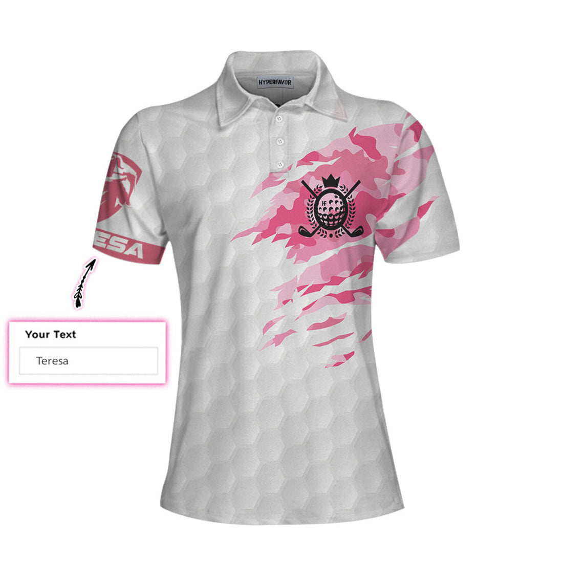 Custom We're Like A Really Small Gang Golf Custom Name Women Polo Shirt, Personalized White And Pink Golf Shirt For Ladies - Perfect Gift For Women, Ladies